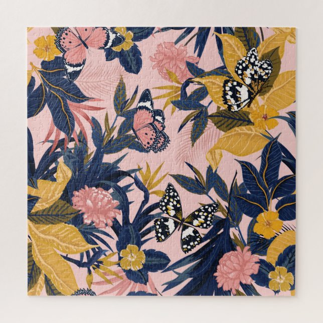 Puzzle Arte Tropical: Patrones Forestales Brillantes (Vertical)