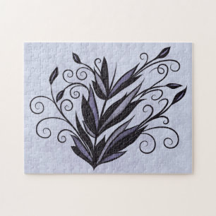 Puzzle Arte vegetal gótico - Swirl floral negro y púrpura