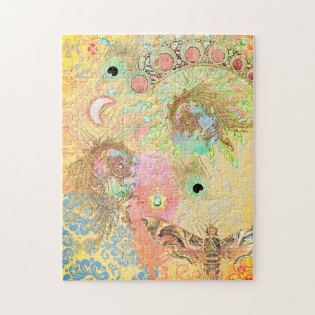 Puzzle Arte vintage bohemio único hippie pastel whimsica (Vertical)