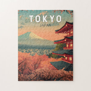 Puzzle Arte Vintage de Viajes a Tokio Japón