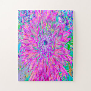 Puzzle Artes Cool Rosa Azul y Púrpura Floración de Dalia