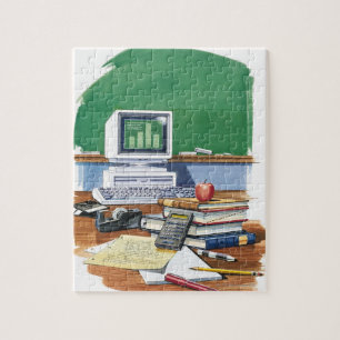 Puzzle Artículos en un color del escritorio de los