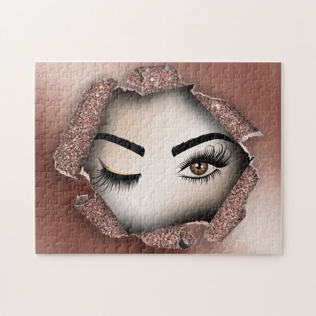 Puzzle artista de maquillaje de ojos guiñada reina de la  (Horizontal)
