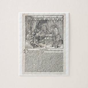 Puzzle Artista que usa la máquina del dibujo de Durer