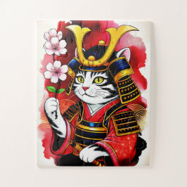 Puzzle Artistic Samurai Cat Cherry For Adults & Family 