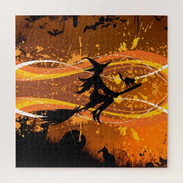 Puzzle Artsy, Guay Flying Witch Silhouette Halloween (Vertical)