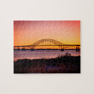 Puzzle Artsy Sunset en la playa y el puente Robert Moses