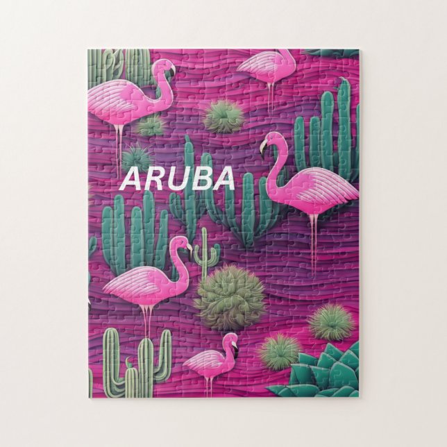 Puzzle Aruba en rosa (Vertical)