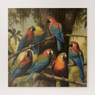 Puzzle Asamblea de Guacamayos en el antiguo dosel tropica