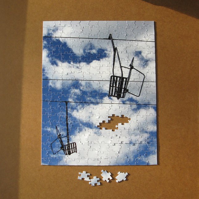Puzzle Ascensor de esquí y cielo (Ski Lift and Sky Jigsaw Puzzle, in progress, In Situ)