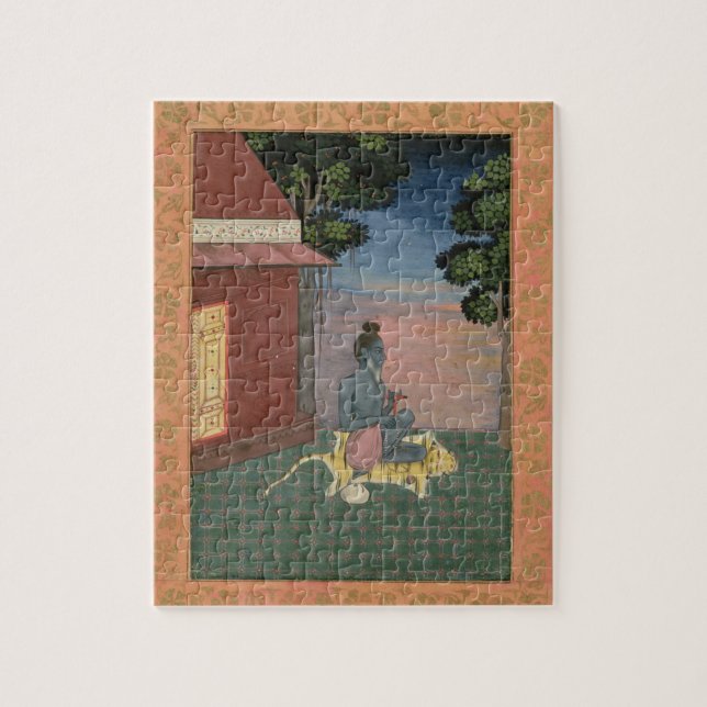 Puzzle Asceta envejecido asentado en una piel del tigre (Vertical)