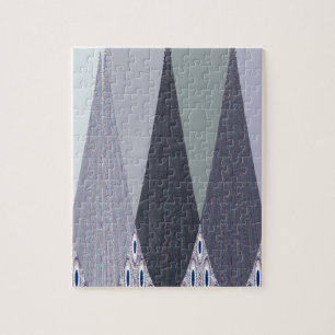 Puzzle Ash Gray Chevron Dots Art Print