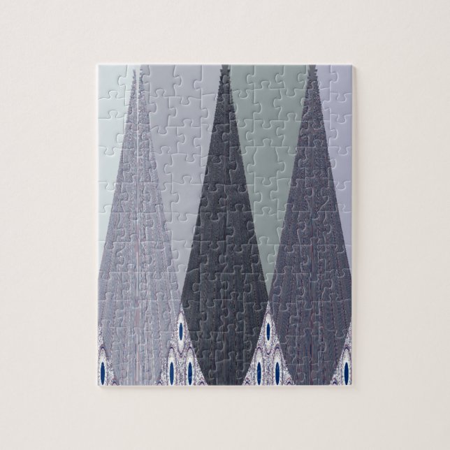 Puzzle Ash Gray Chevron Dots Art Print (Vertical)