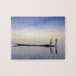 Puzzle Asia, Birmania, (Myanmar) Barco pesquero reflejado