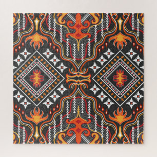 Puzzle Asia Central Red-Naranja: Motivos tradicionales