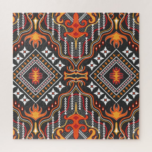 Puzzle Asia Central Red-Naranja: Motivos tradicionales (Vertical)