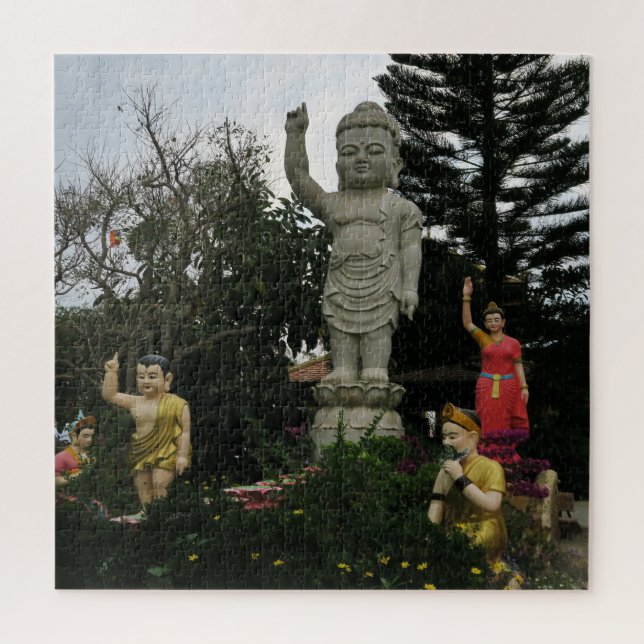 Puzzle asiático, vietnamita, arte, escultura, buddha, (Vertical)