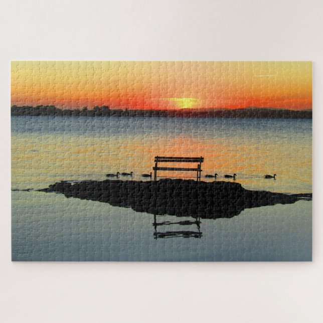 Puzzle asiento de sol del lago (Horizontal)