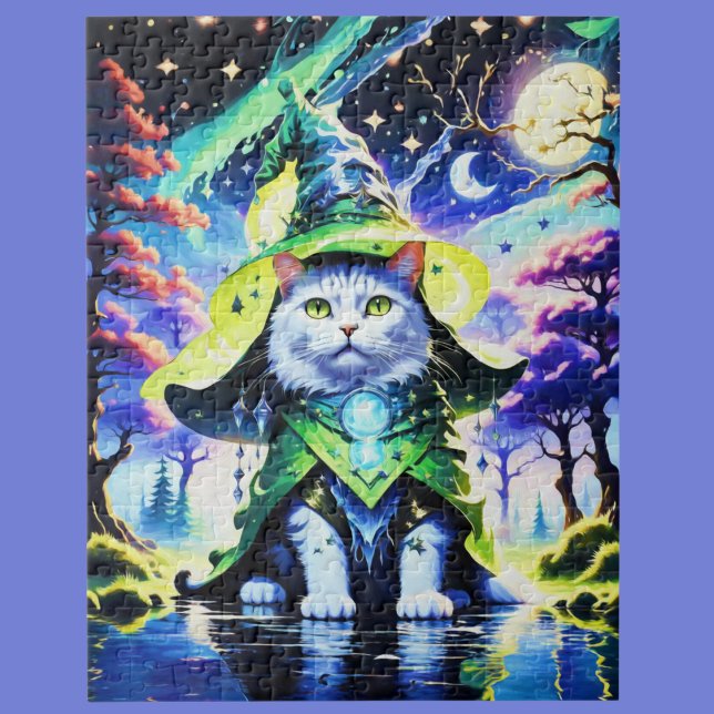 Puzzle Asistente para gato en luz de luna (A great cat puzzle for cat loving, wizard loving fans.)