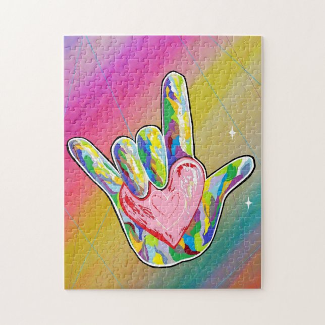 Puzzle ASL, TE AMO EL Corazón (Vertical)