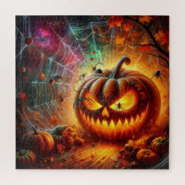 Puzzle Asombroso Jack-O-Lantern y las arañas