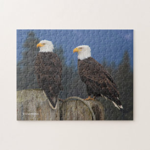 Puzzle Asombroso par de águilas calvas en los pilares