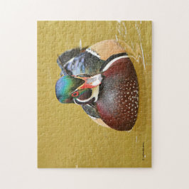 Puzzle Asombroso pato de madera en el estanque