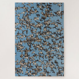 Puzzle Asombrosos pollos de invierno en el vuelo