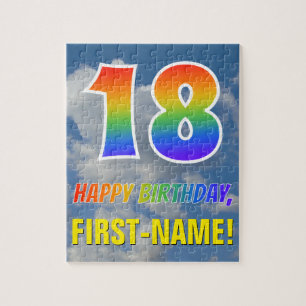 Puzzle Aspecto de arcoíris "18" y "FELIZ CUMPLEAÑOS", cie