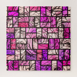 Puzzle Aspecto de vidrio manchado negro magenta rosado