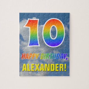 Puzzle Aspecto del arcoiris "10" y "FELIZ CUMPLEAÑOS", ci