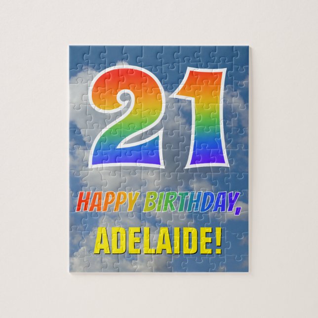 Puzzle Aspecto del arcoiris "21" y "FELIZ CUMPLEAÑOS", ci (Vertical)