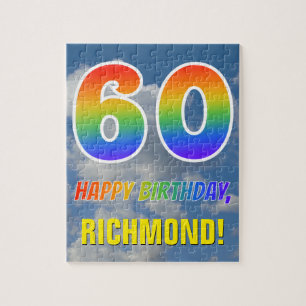 Puzzle Aspecto del arcoiris "60" y "FELIZ CUMPLEAÑOS", ci