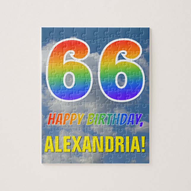 Puzzle Aspecto del arcoiris "66" y "FELIZ CUMPLEAÑOS", ci (Vertical)