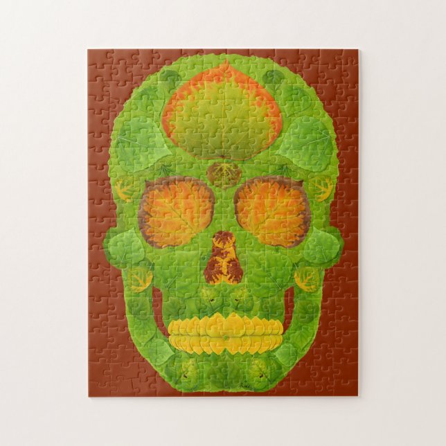 Puzzle Aspen Leaf Skull 10 (Vertical)