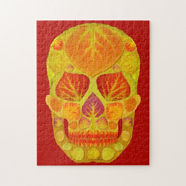Puzzle Aspen Leaf Skull 13 (Vertical)