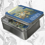 Puzzle Assisi Italia Viajes de época Arte Francesco Basíl<br><div class="desc">Afiche de viaje europeo de ilustracion vintage de Asís,  Italia con vistas al paisaje de la ciudad con la Basílica Francesco. Arquitectura religiosa clásica italiana.</div>
