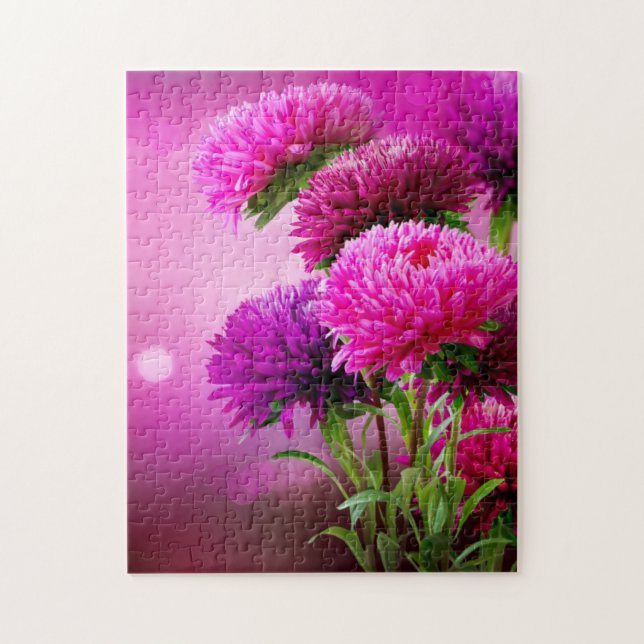 Puzzle Aster Autumn Flowers Art Design (Vertical)