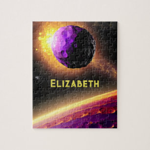 Puzzle Asteroide Morado Interestelar Volando Al Planeta R