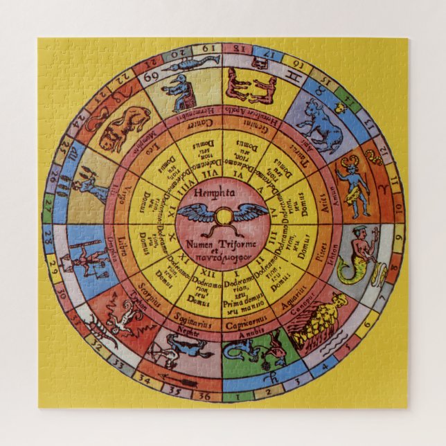 Puzzle Astrología antigua vintage, rueda celestial zodiac (Vertical)