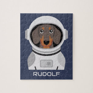 Puzzle Astronauta de Dachshund con nombre
