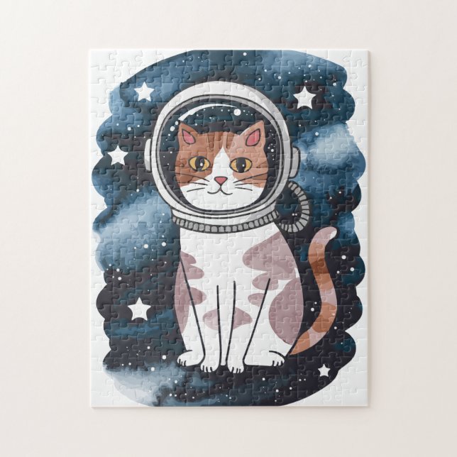 Puzzle Astronauta de gato espacial (Vertical)