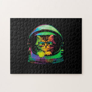 Puzzle astronauta del gato hipster gracioso