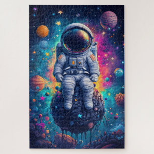 Puzzle Astronauta en Escena Espacial Colorida