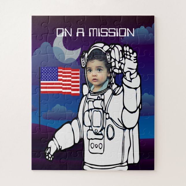 Puzzle Astronauta En La Luna Niño Del Espacio Ultraterres (Vertical)