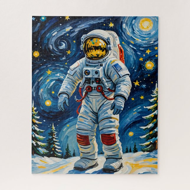 Puzzle Astronauta en la selva de invierno (Vertical)