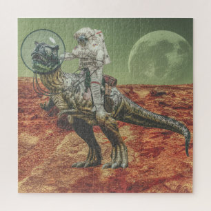 Puzzle Astronauta Montando Un Rex En Marte