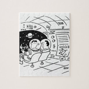 Puzzle Astronautas en una nave espacial correo caricatura