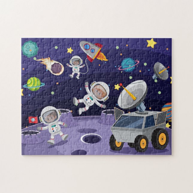 Puzzle Astronautas espaciales adorables Personalizado de  (Horizontal)
