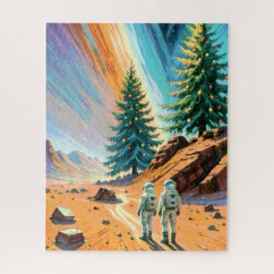 Puzzle Astronautas explorando el paisaje ajeno